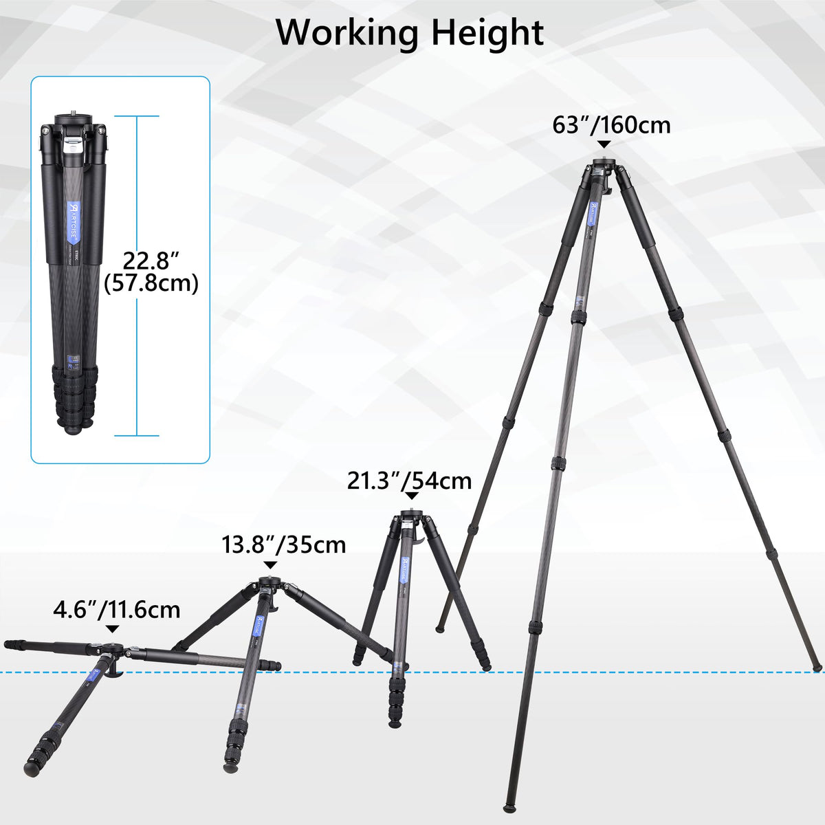 Carbon Fiber 32mm Tube Camera Tripod with 65mm Bowl Adapter I53355