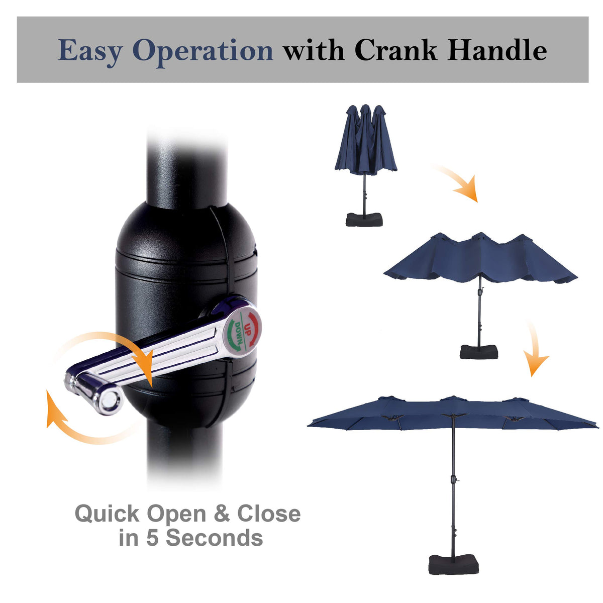 15FT Double-Sided Patio Umbrella with Base Y1906