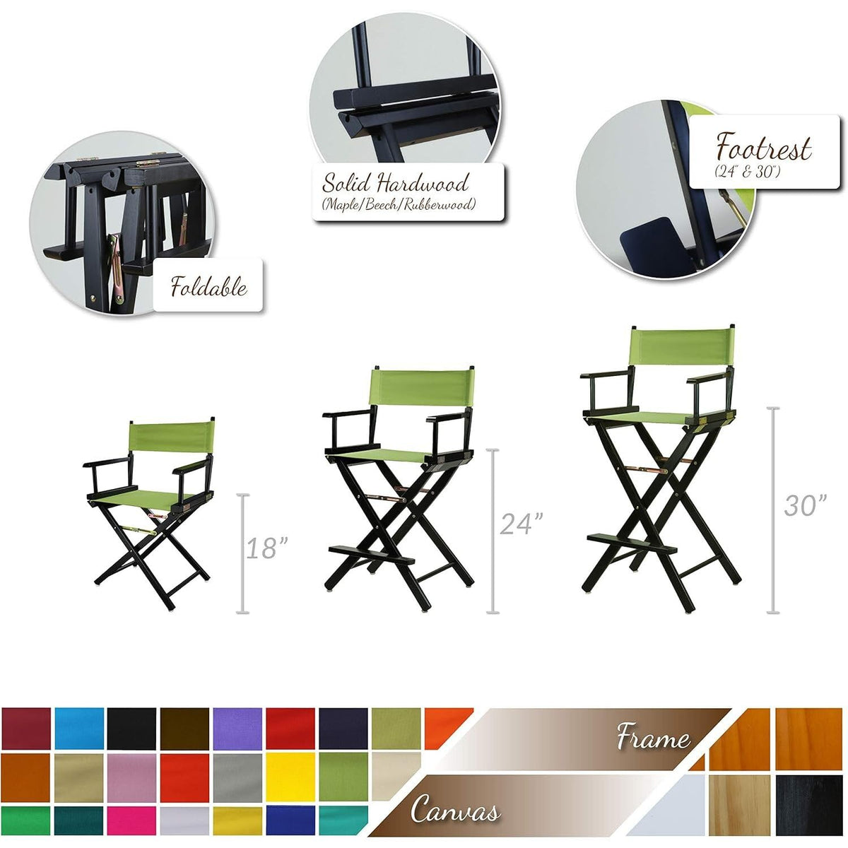 Solid Wood Folding Director's Chair with Canvas Seat L567623