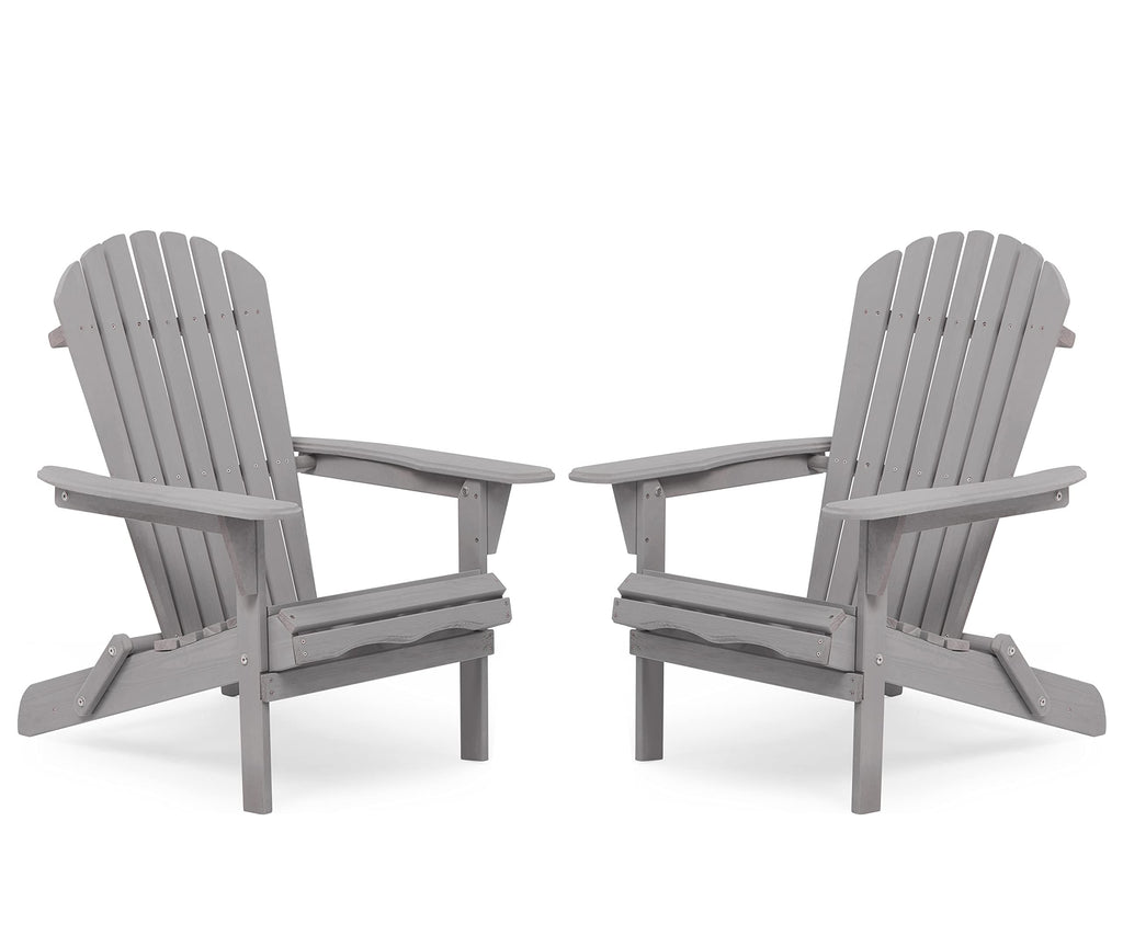 Wooden Folding Adirondack Chair Set of 2 Solid Cedar A420012