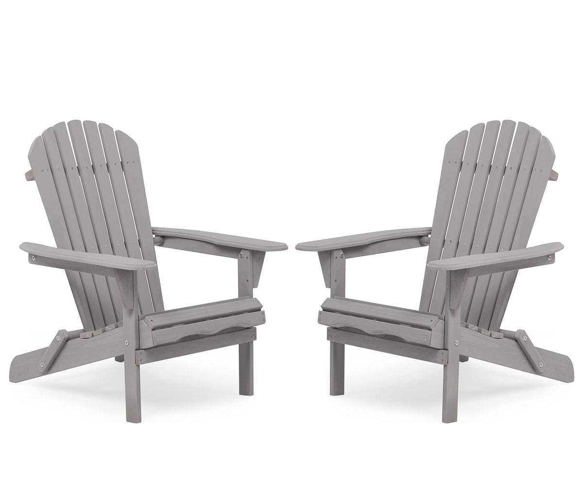 Wooden Folding Adirondack Chair Set of 2 Solid Cedar A420012