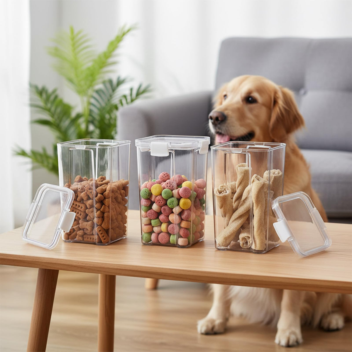 3 Pack Airtight Pet Food Storage Containers with Locking Clips Q5445