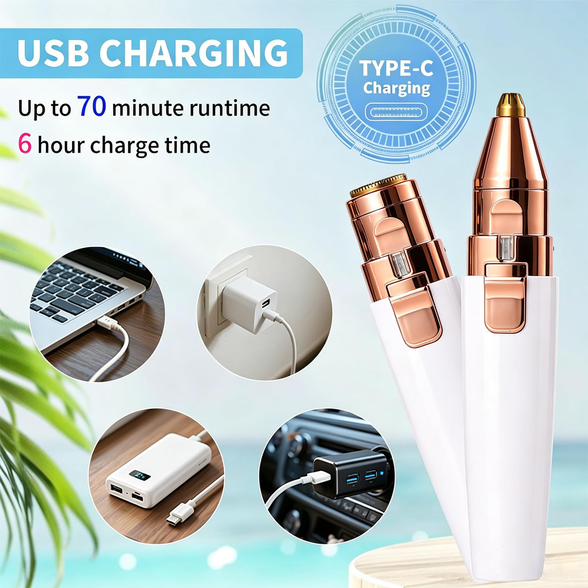 2 in 1 Electric Facial Hair Removal with LED Light V346