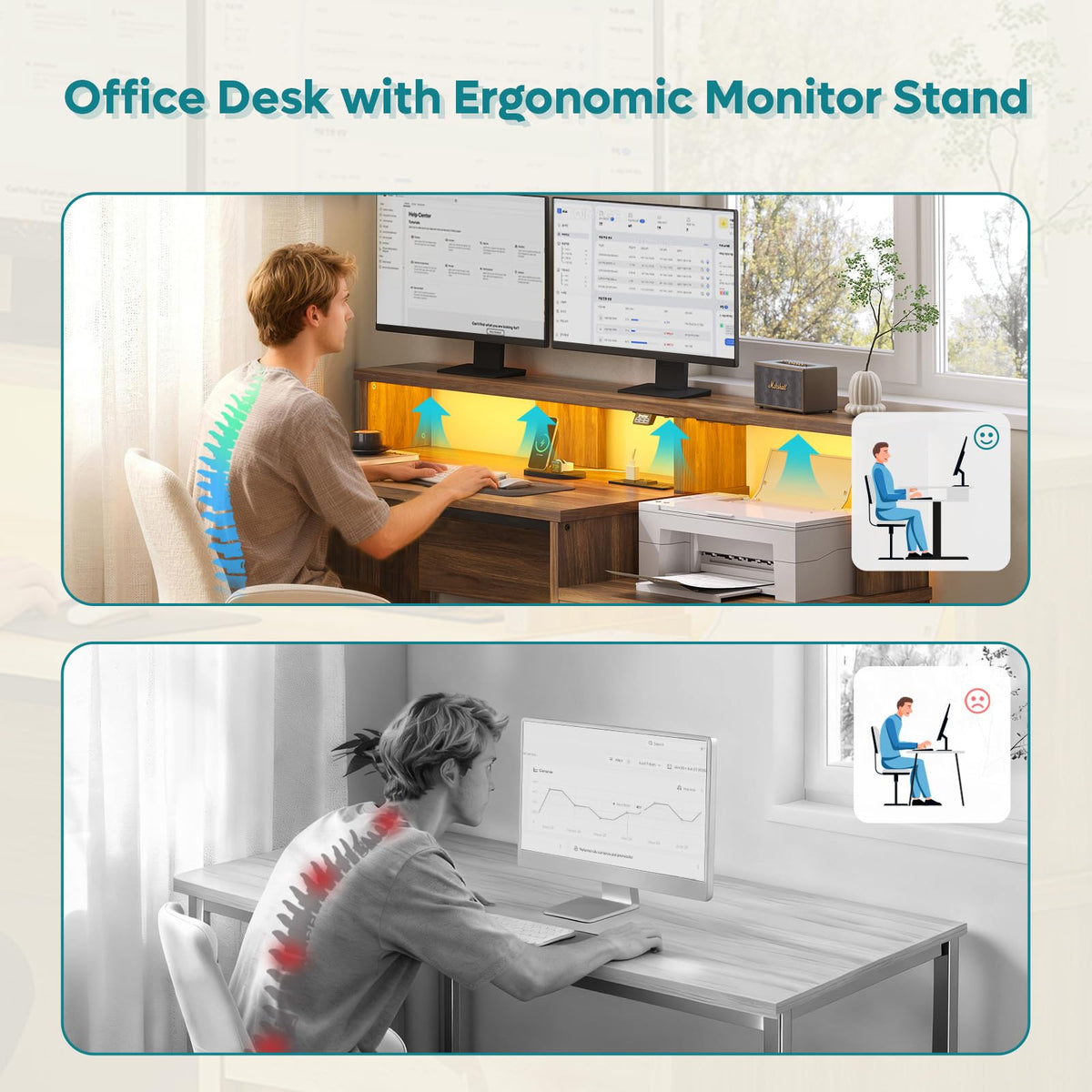 55-Inch Computer Desk with File Drawer O409977