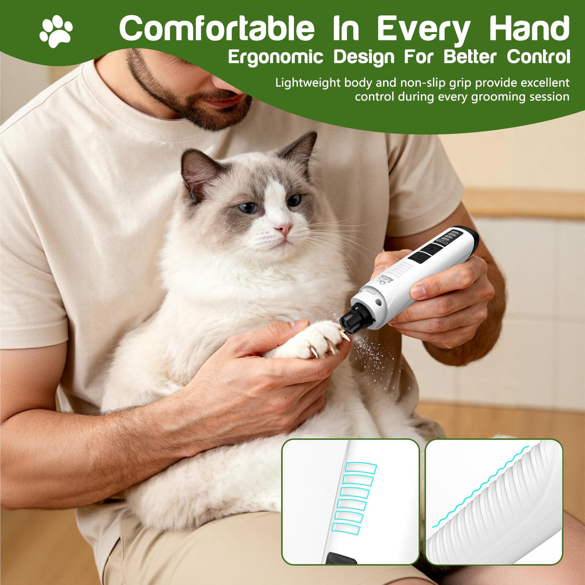 4-Speed Rechargeable Quiet Electric Dog Nail Grinder Z5097