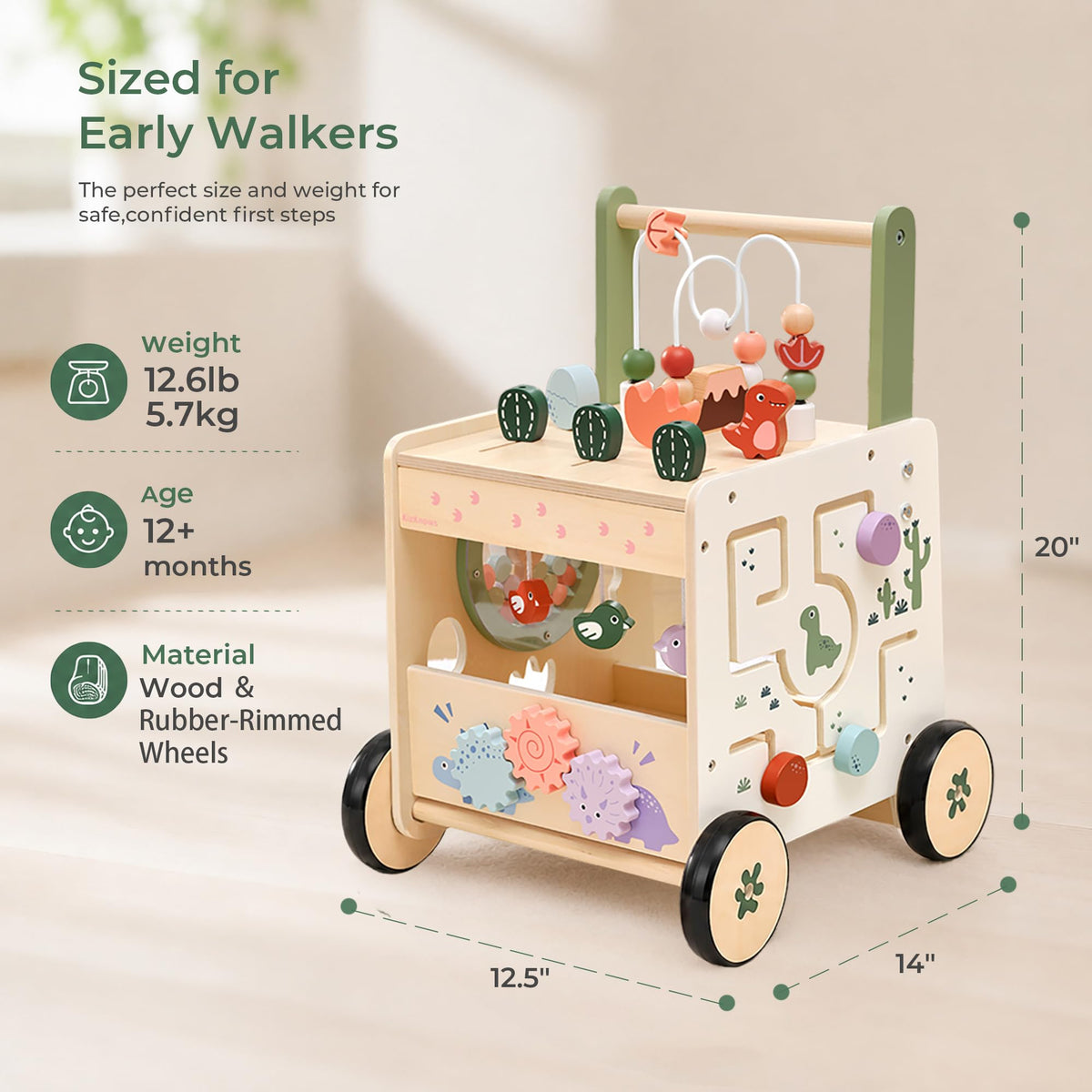 Wooden Baby Walker with Activity Center W6384