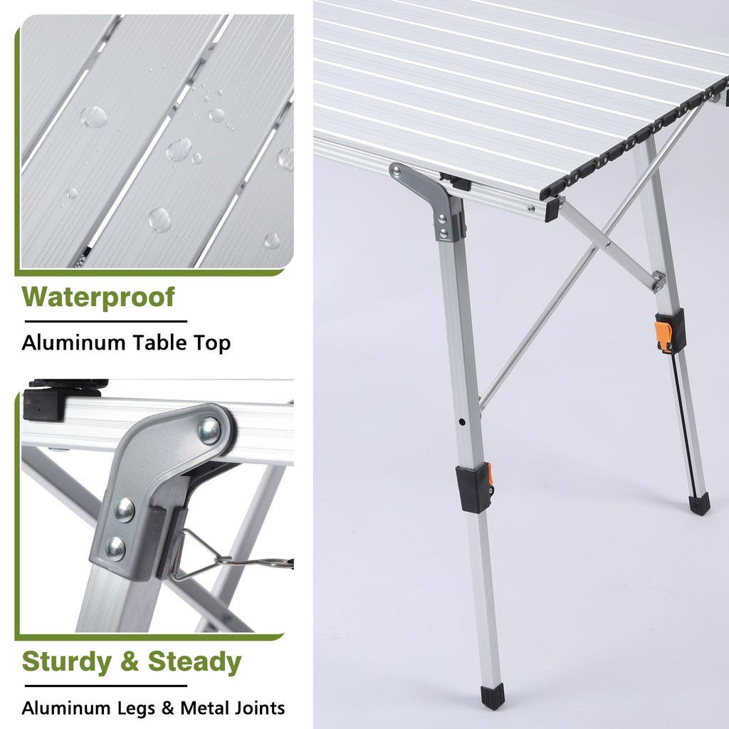 Lightweight Aluminum Folding Camping Table White P6878