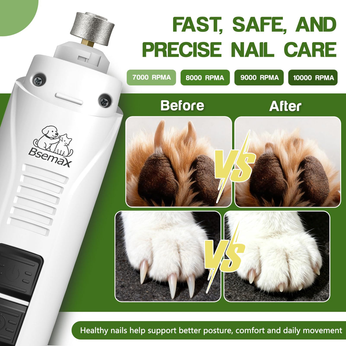 4-Speed Rechargeable Quiet Electric Dog Nail Grinder Z5097