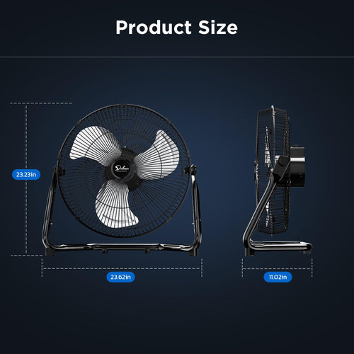 20 Inch 3-Speed High Velocity Metal Industrial Floor Fan, Black V853303