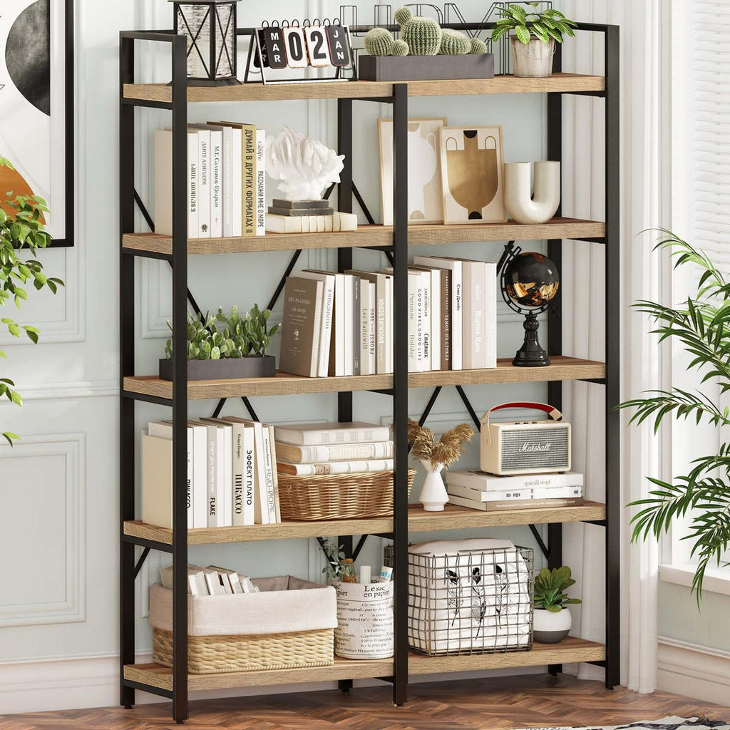 5 Tier Wood and Metal Bookshelf D1198