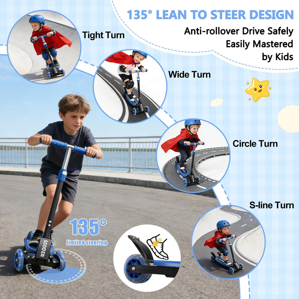 Foldable Metal 3 Wheel Scooter with Adjustable Heights Y952
