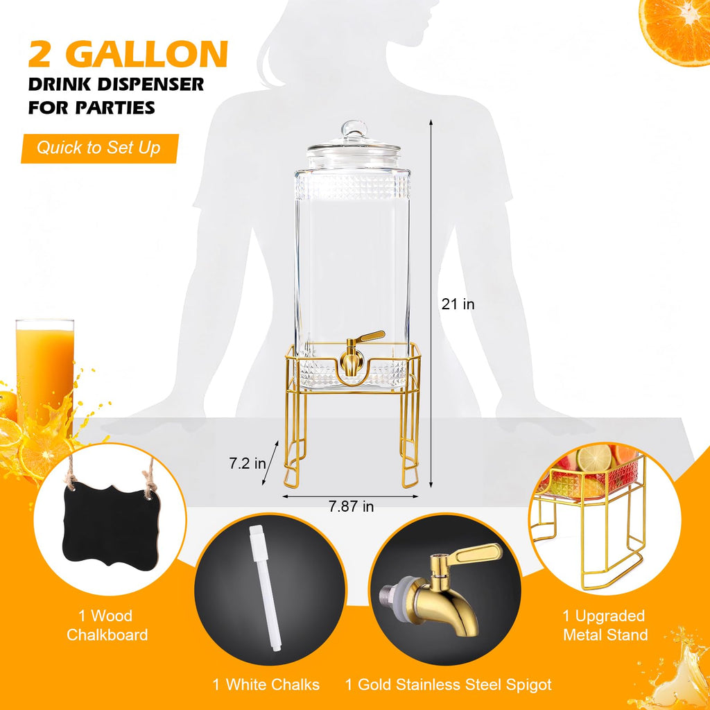 2 Gallon Stainless Steel Beverage Dispenser with Stand V23607