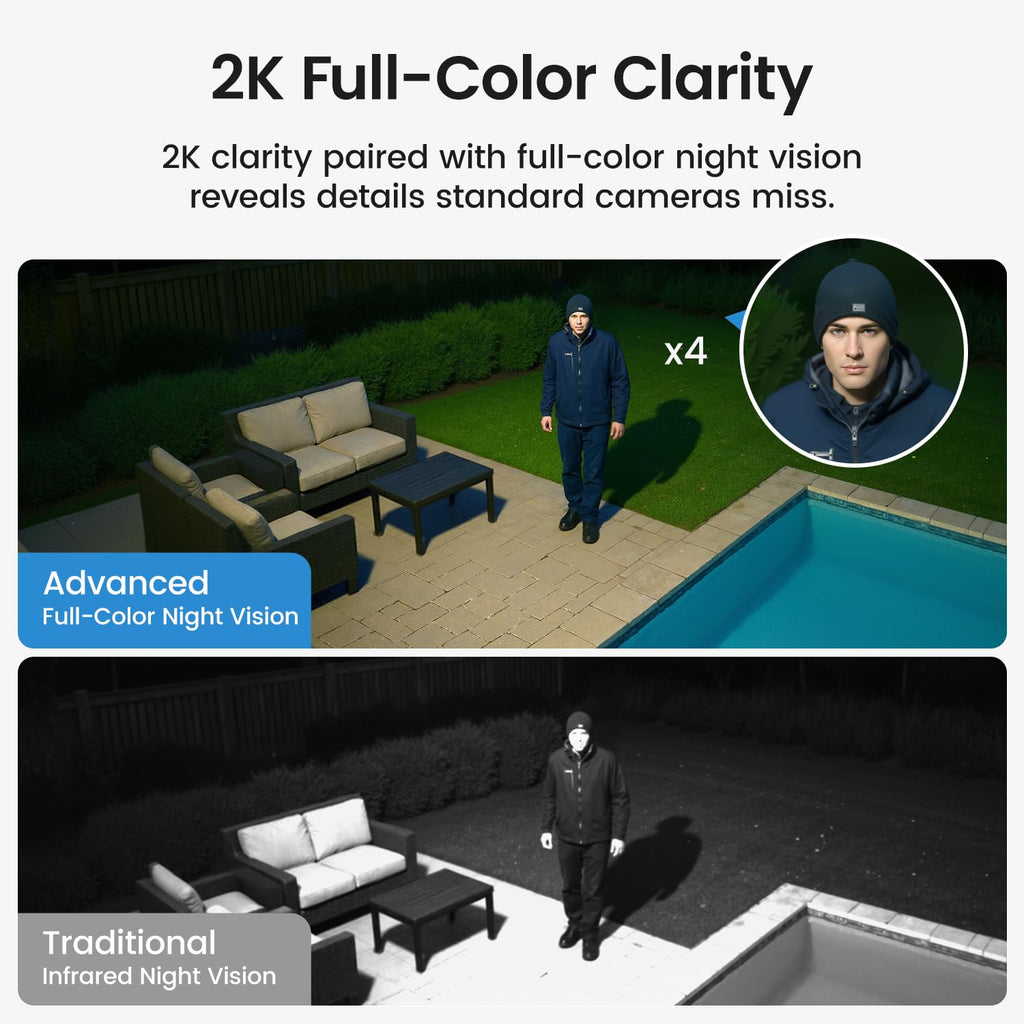 2K QHD Solar Security Cameras Wireless Outdoor System G850063