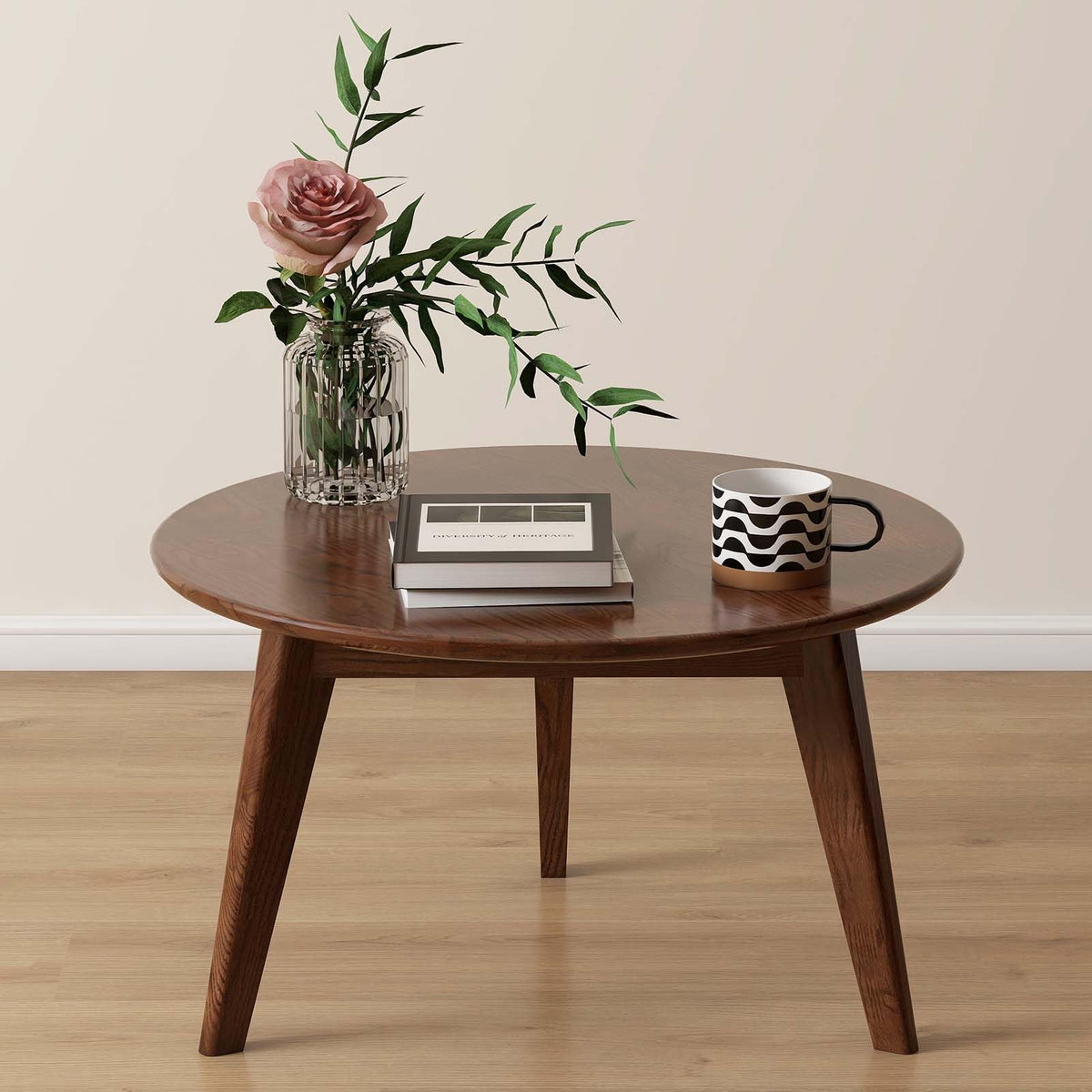 Solid Oak Wood Round Coffee Table W619895