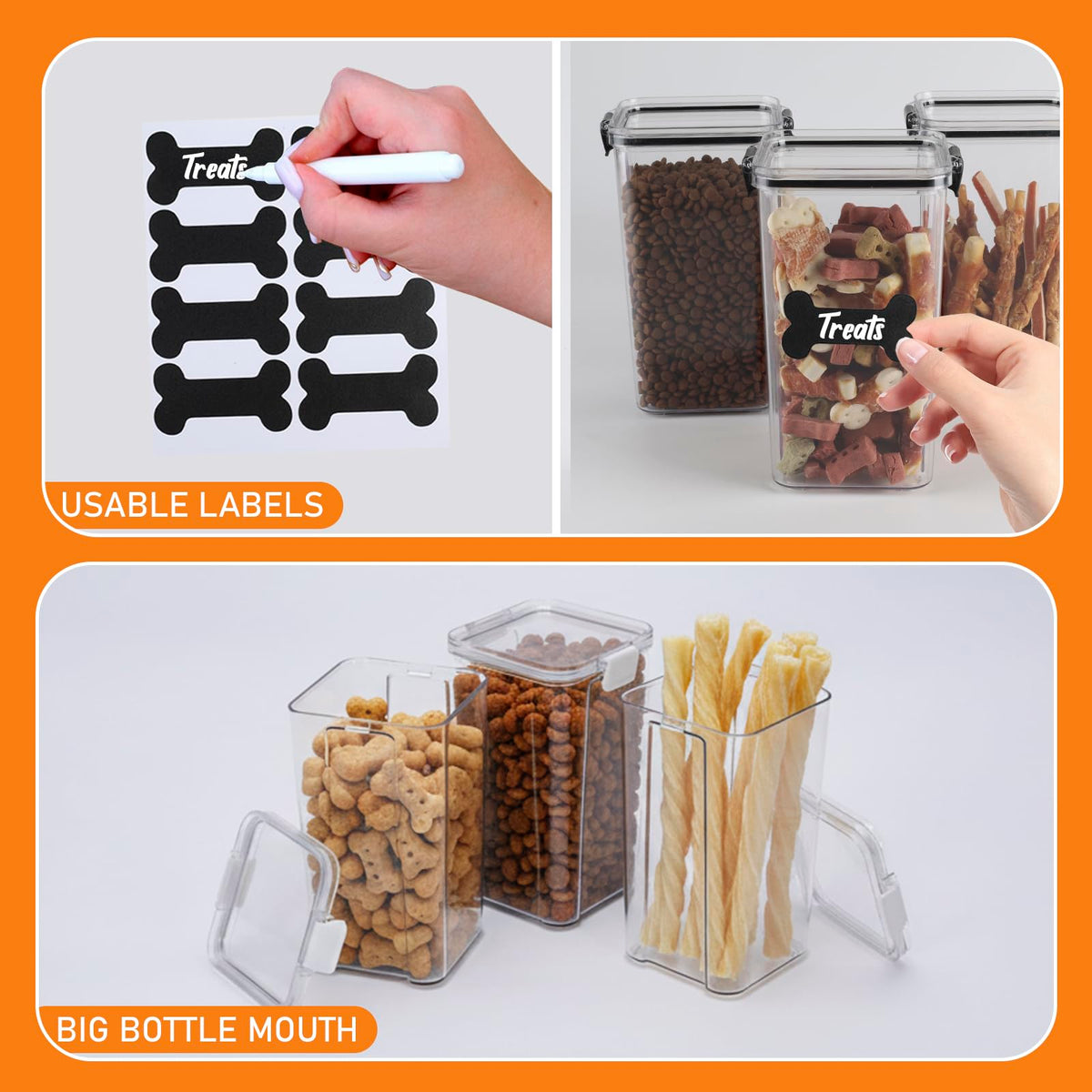 3 Pack Airtight Pet Food Storage Containers with Locking Clips Q5445