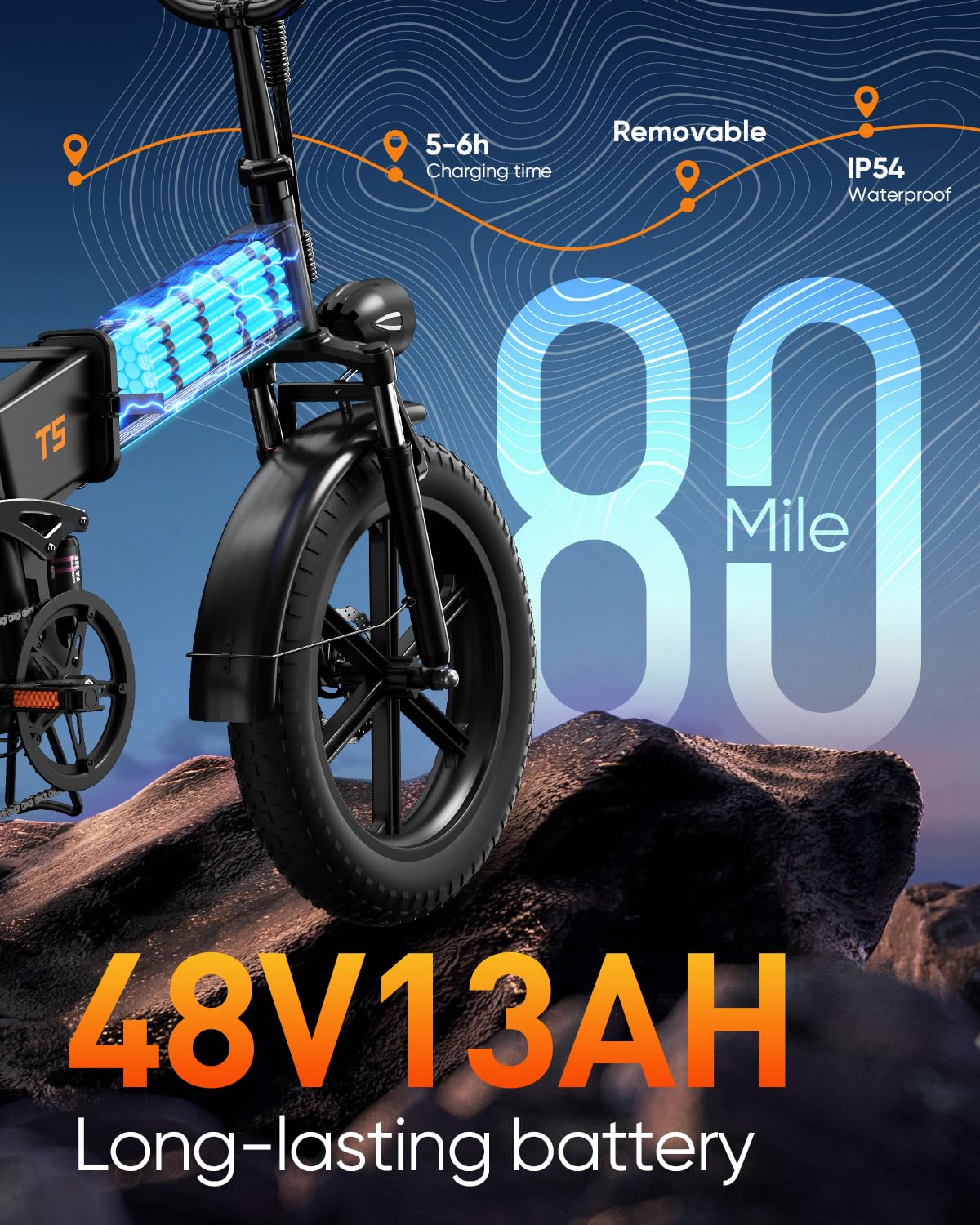 Folding Electric Bike 20" Fat Tire 1500W 48V 13AH O5088