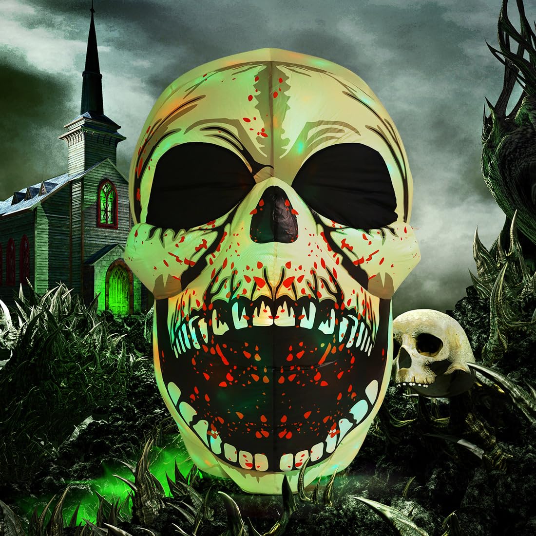 4 FT Halloween Inflatables Skull Outdoor Decorations F2015