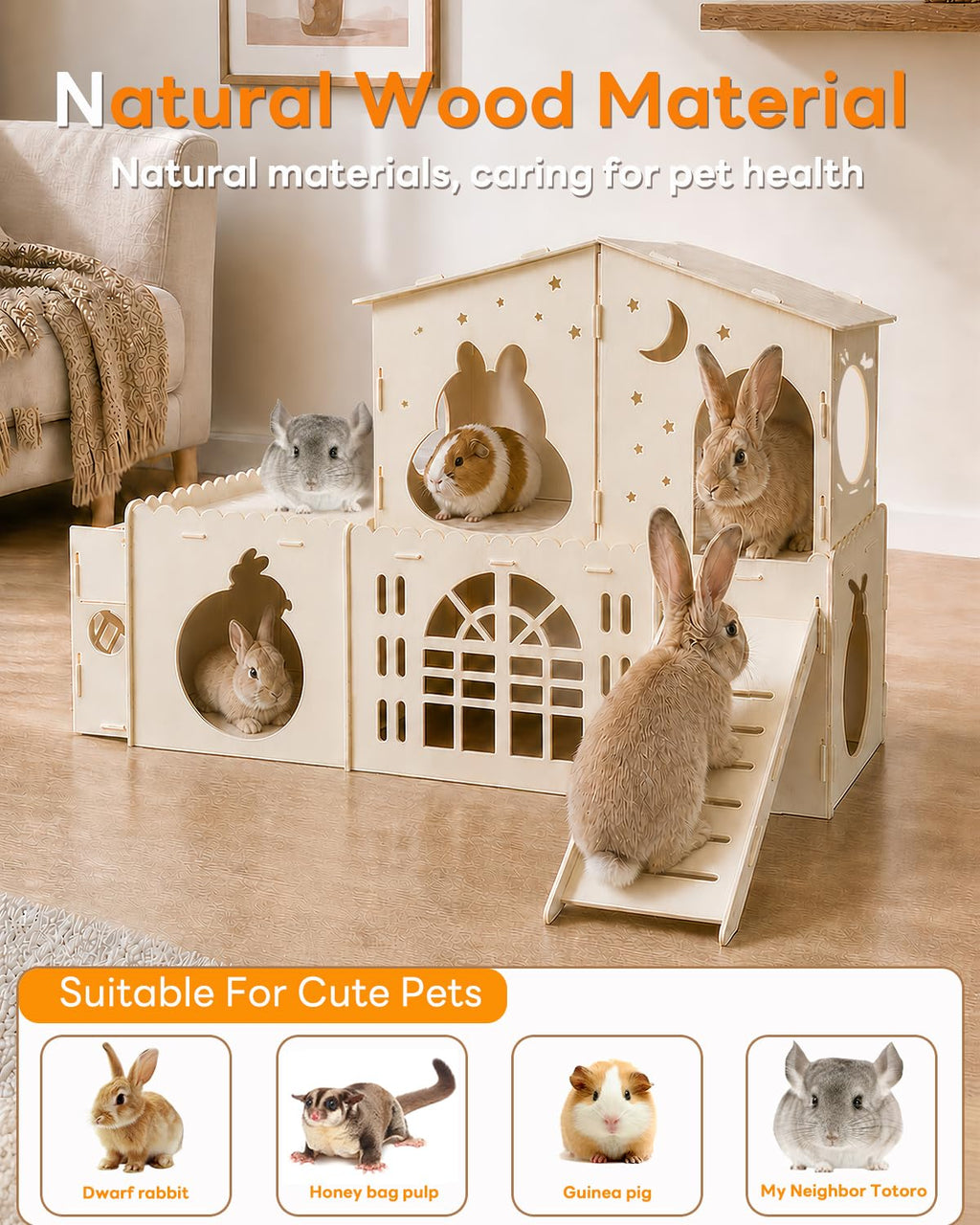 2-Story Wooden Rabbit House M287
