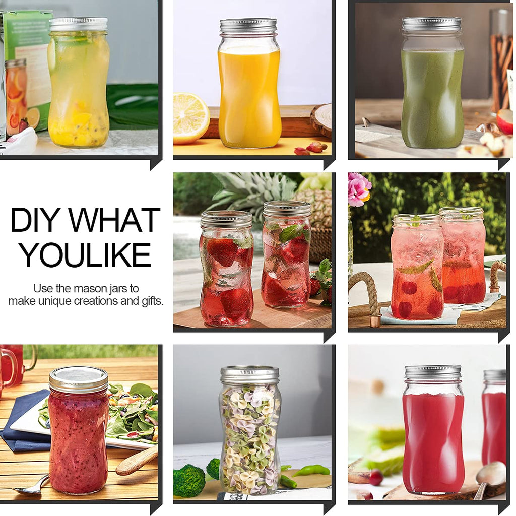 16oz Regular Mouth Mason Jars 12 Pack with Lids & Bands K399100