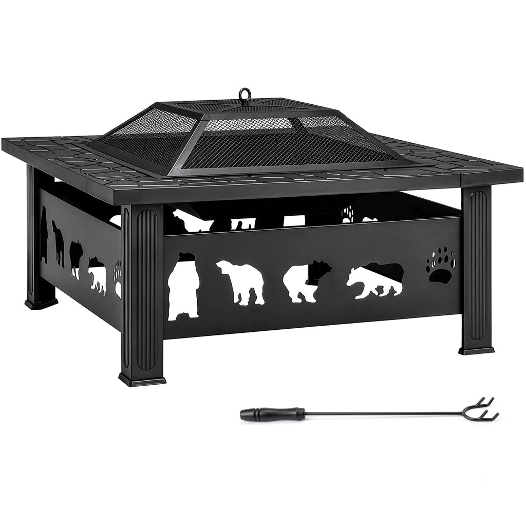 32 Inch Square Wood Burning Fire Pit Table L65190