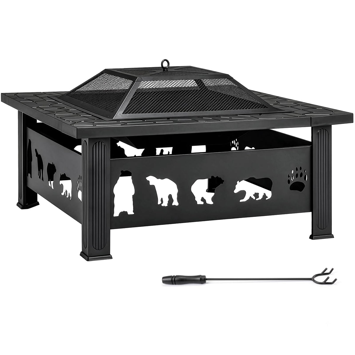 32 Inch Square Wood Burning Fire Pit Table L65190