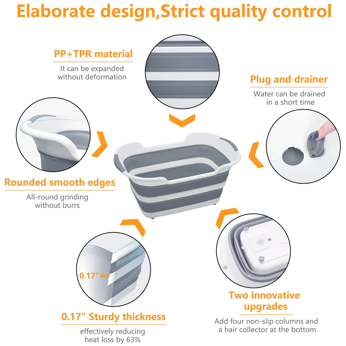 27L Collapsible Pet Bathtub with Drainage Hole J202661