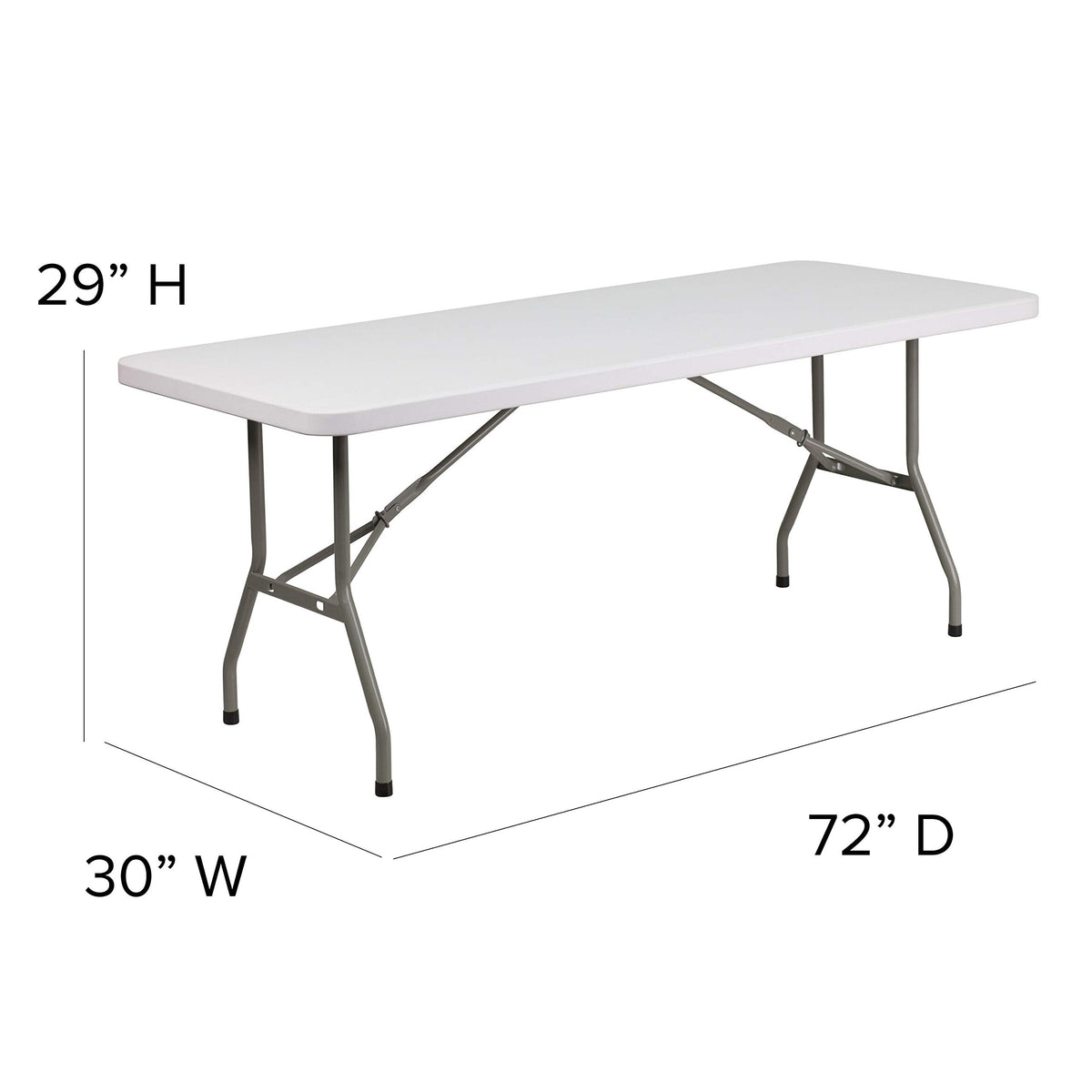 6-Foot Granite White Plastic Folding Table A729