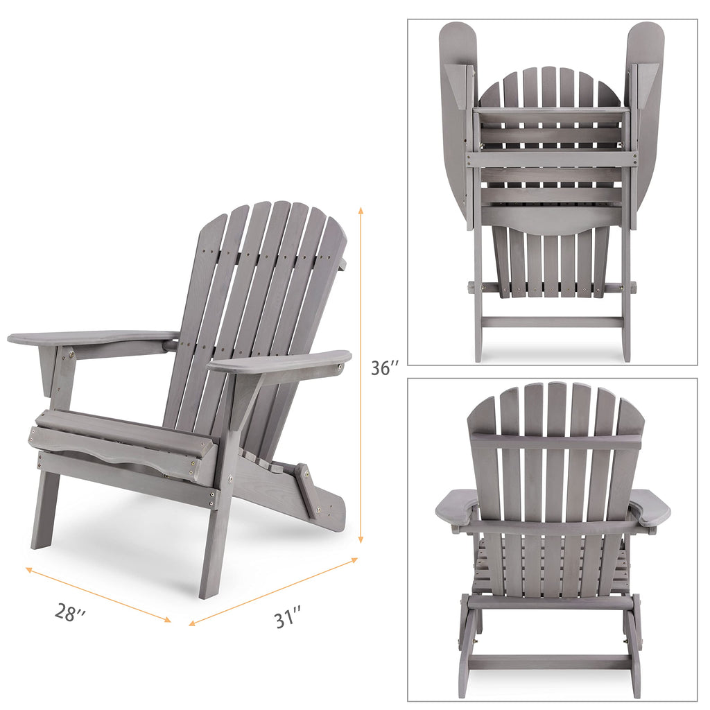 Wooden Folding Adirondack Chair Set of 2 Solid Cedar A420012
