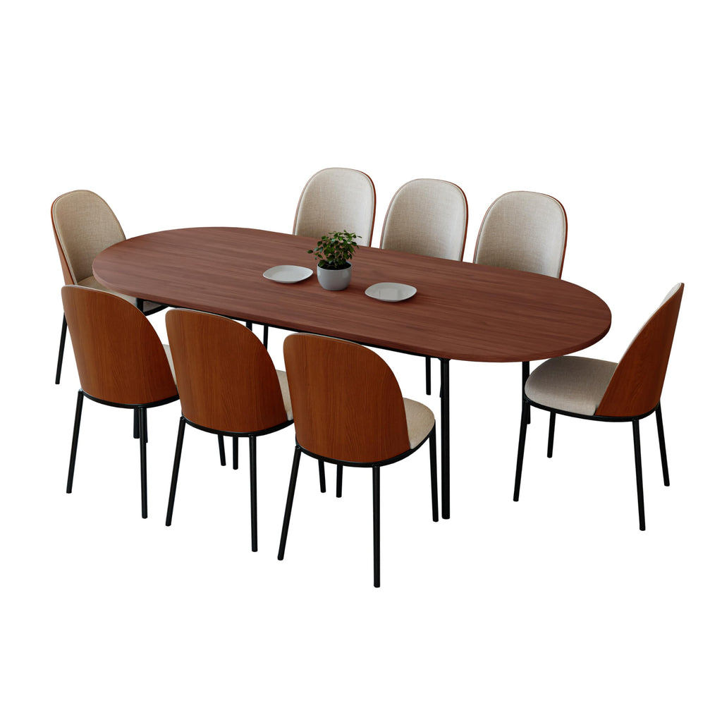 9-Piece Dining Set with 8 Chairs and Oval Table U2307