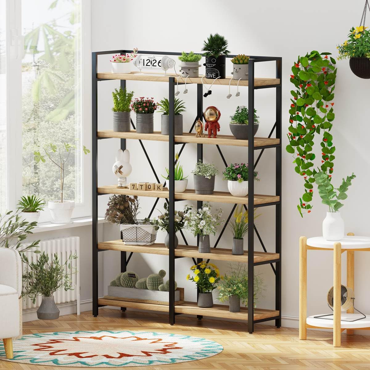 5 Tier Wood and Metal Bookshelf D1198