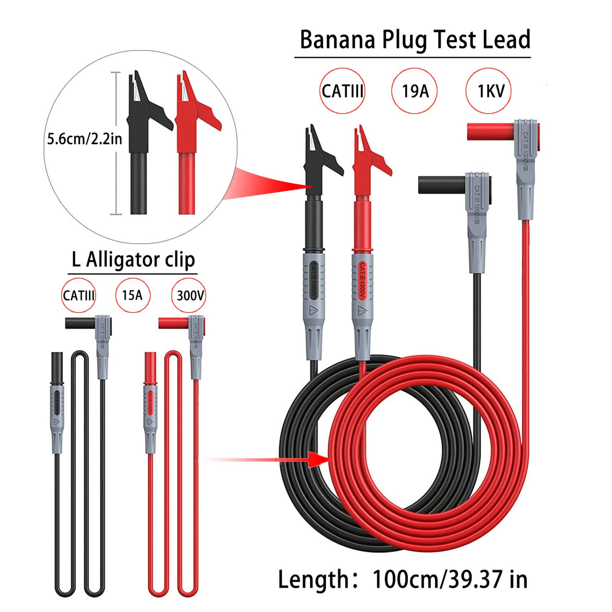 24 Pcs Multimeter Test Leads Set with Alligator Clips O9582