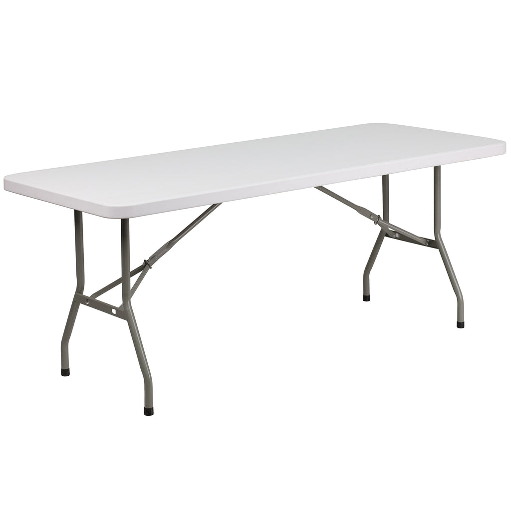 6-Foot Granite White Plastic Folding Table A729