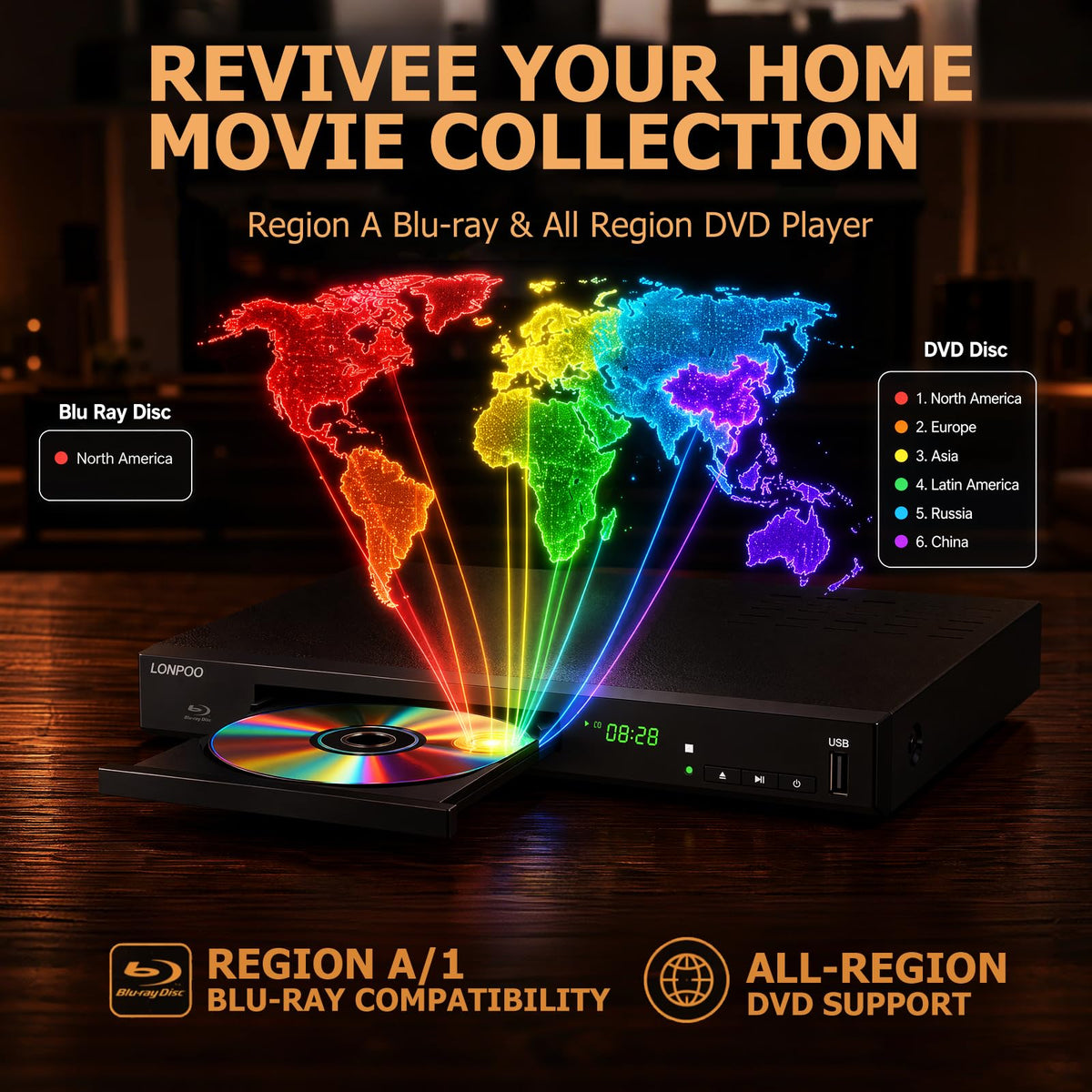 Blu-Ray Disc Player 1080P HDMI L7164