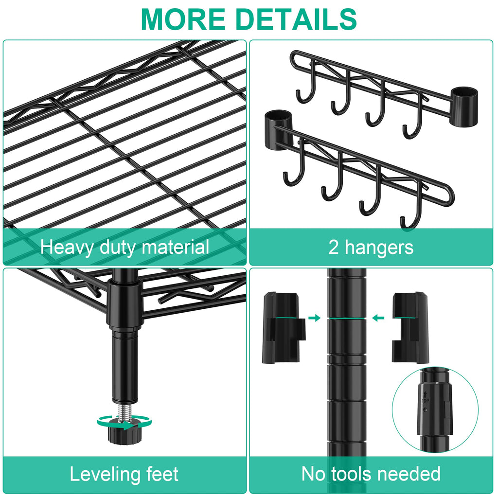 5-Tier Rolling Metal Wire Shelving Unit P35622