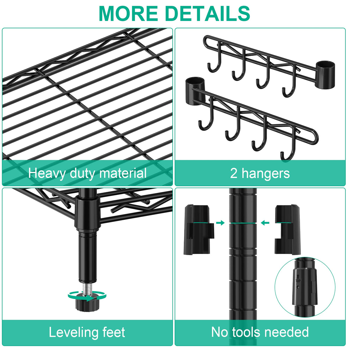 5-Tier Rolling Metal Wire Shelving Unit P35622