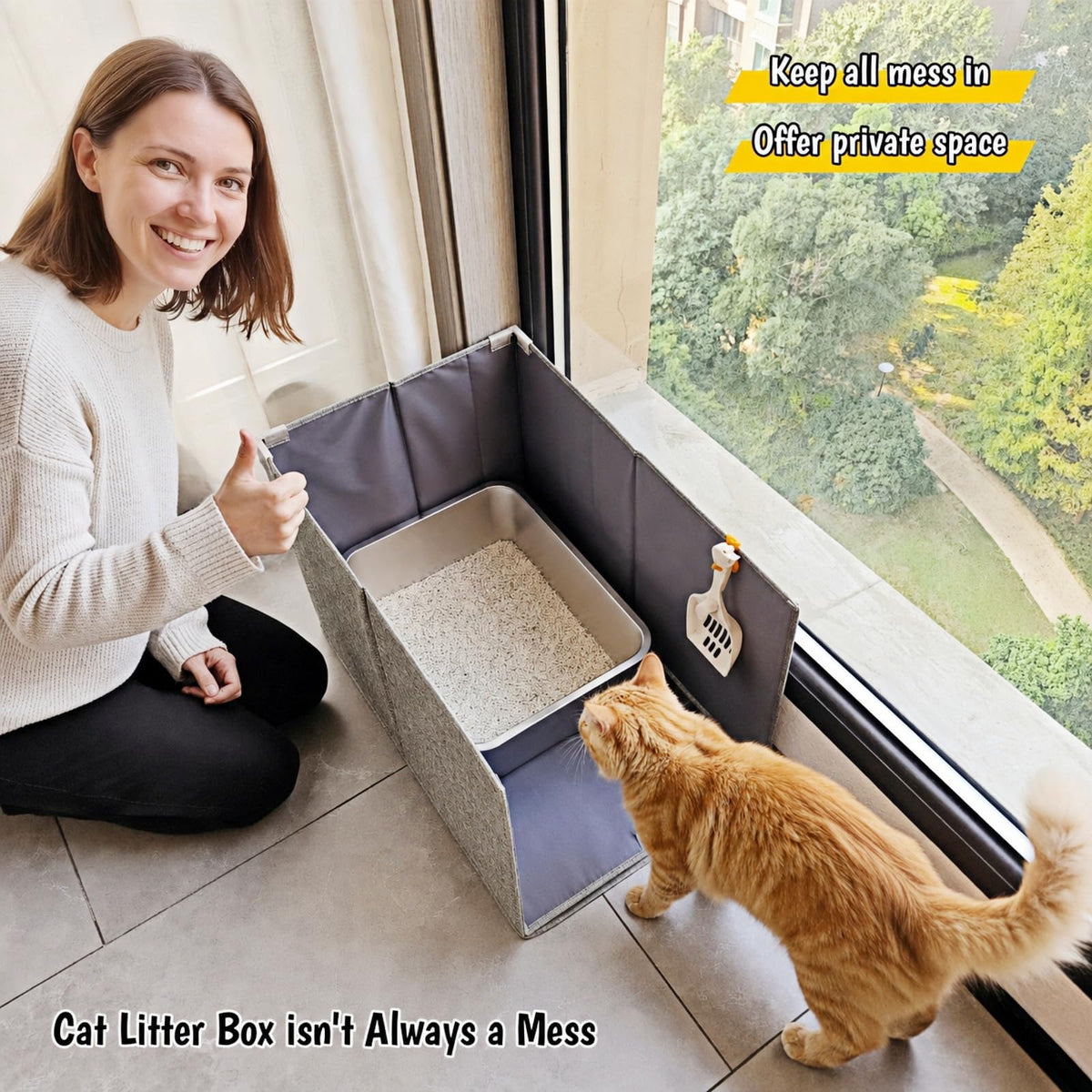 Extra Large Open Top High Sided Cat Litter Box Enclosure D6629