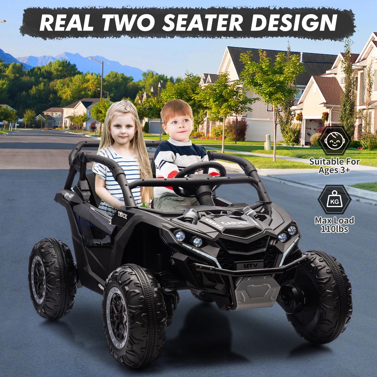 24V 2-Seater Kids Ride on Car with Remote Control 4WD Electric Truck Z301
