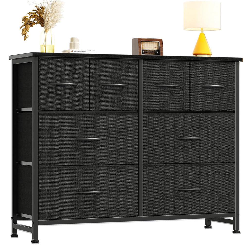 Black 8 Fabric Drawer Dresser with Wood Top U821195