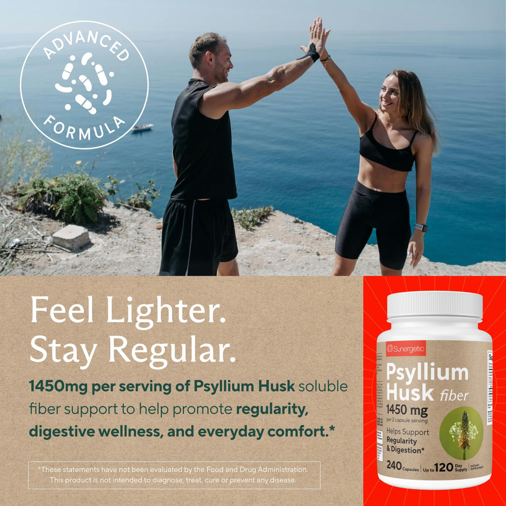 Psyllium Husk Fiber Supplement 1450mg 240 Capsules U39956