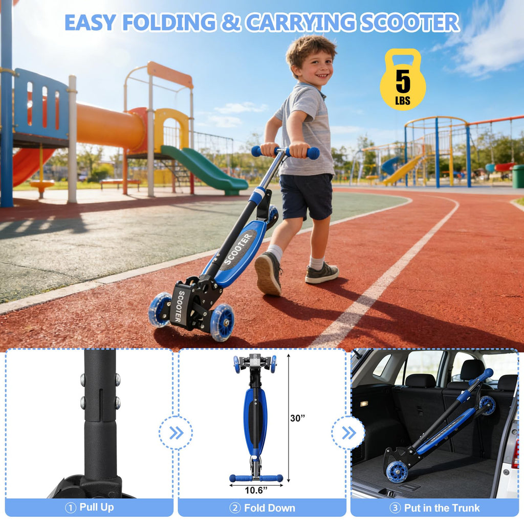 Foldable Metal 3 Wheel Scooter with Adjustable Heights Y952