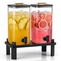 2 PCS 3 Gallon Glass Beverage Dispenser with Wood Stand H6857
