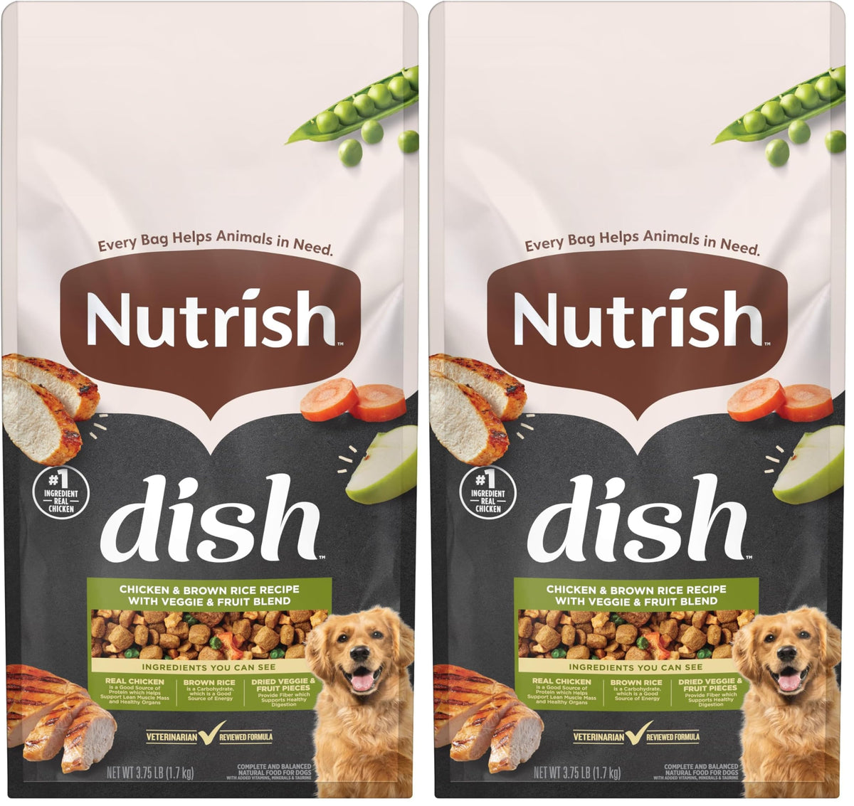 Natural Dry Dog Food Chicken & Brown Rice 3.75 Pound Bag Pack of 2 X754070
