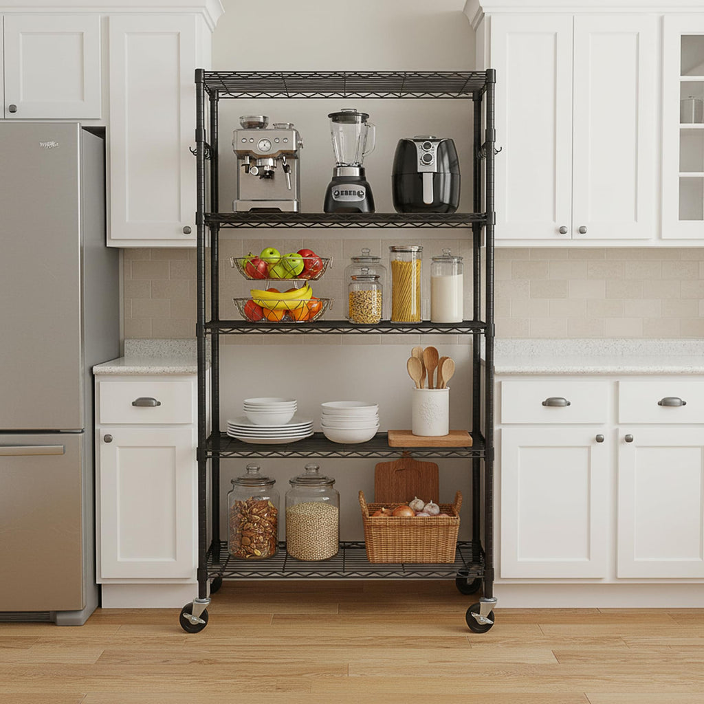 5-Tier Rolling Metal Wire Shelving Unit P35622