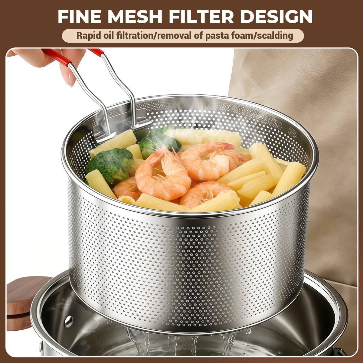 2.8L Stainless Steel Deep Fryer Pot with Basket U833355
