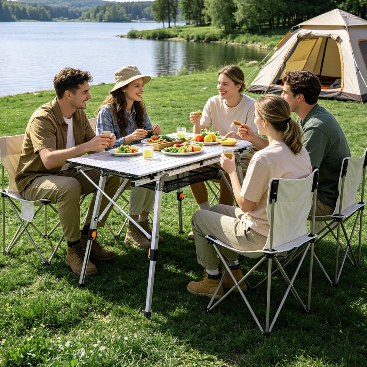 Lightweight Aluminum Folding Camping Table White P6878