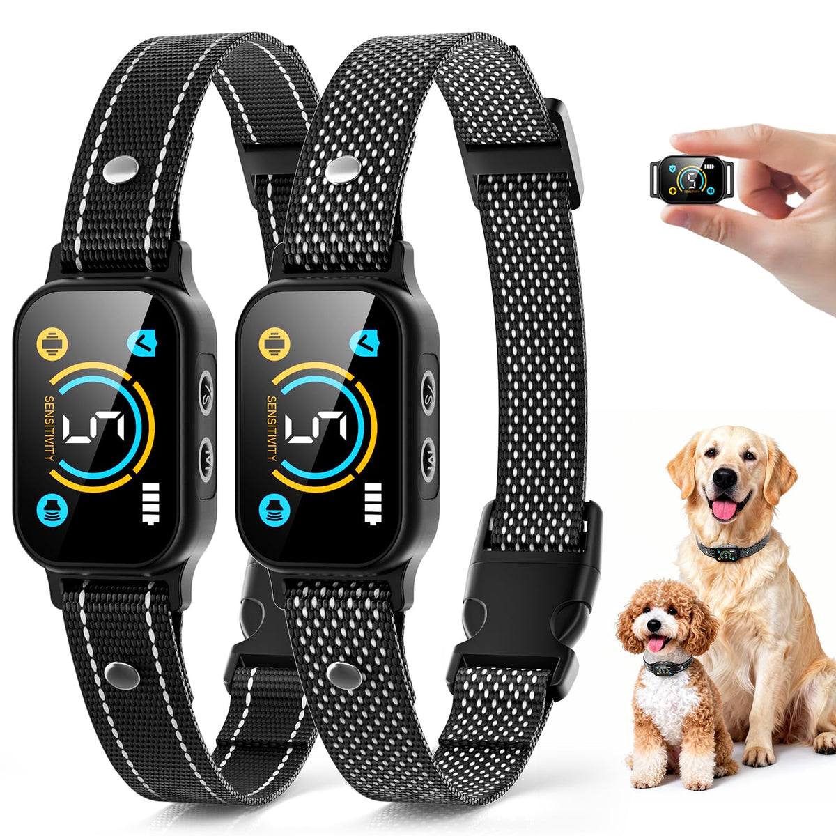 2 Pack Rechargeable Dog Bark Collar with Beep Vibration G1785