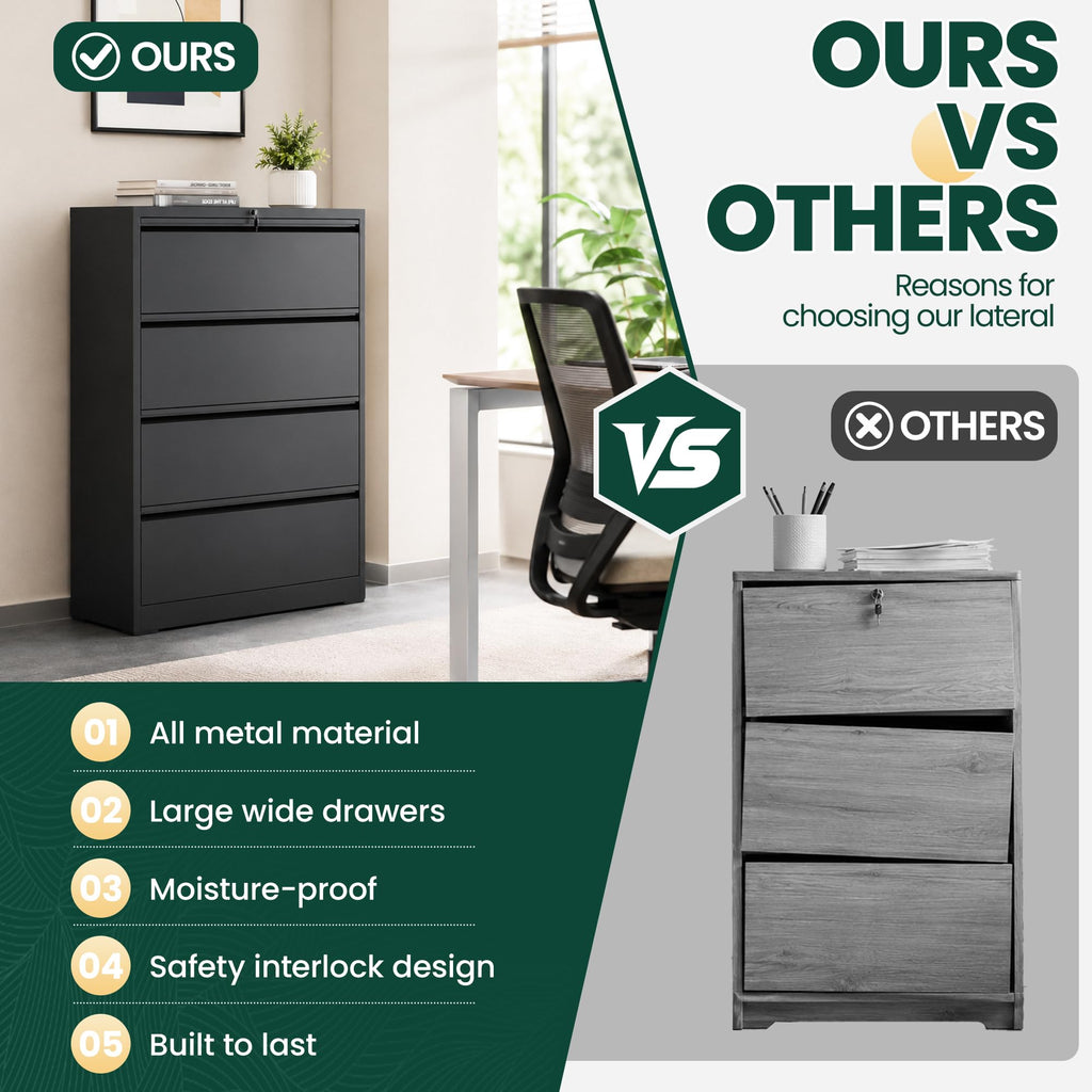 4 Drawer Black Metal File Cabinet S650