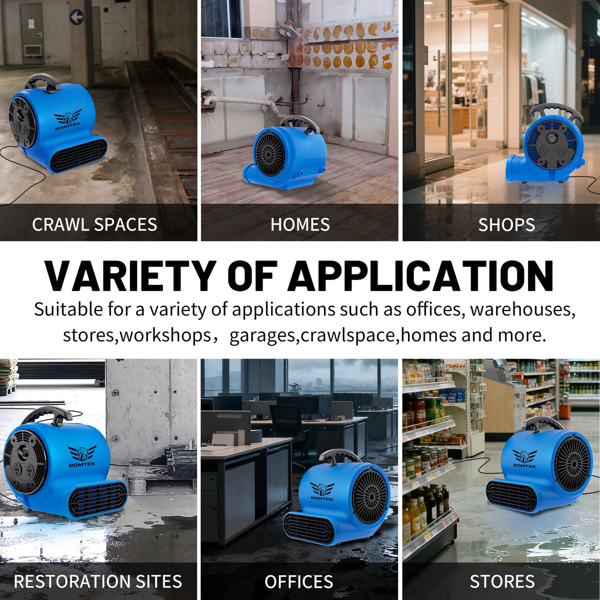 Industrial 1/3HP 1200CFM Air Mover Blower Fan V73477