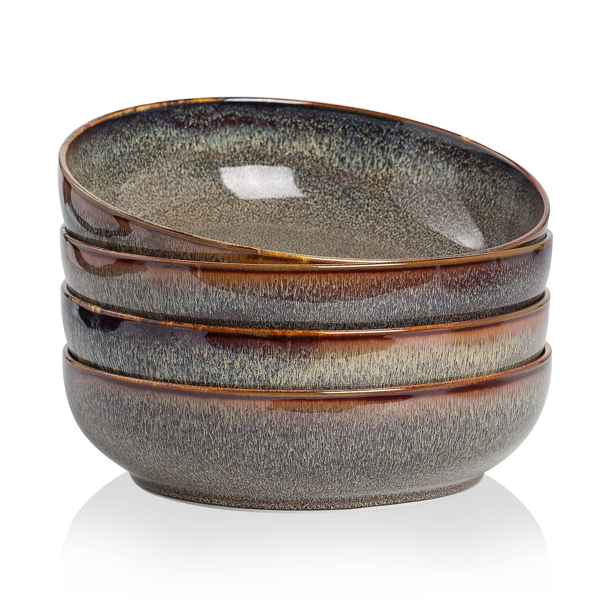 Ceramic bowls set of 4 8" Caramel Brown I955510