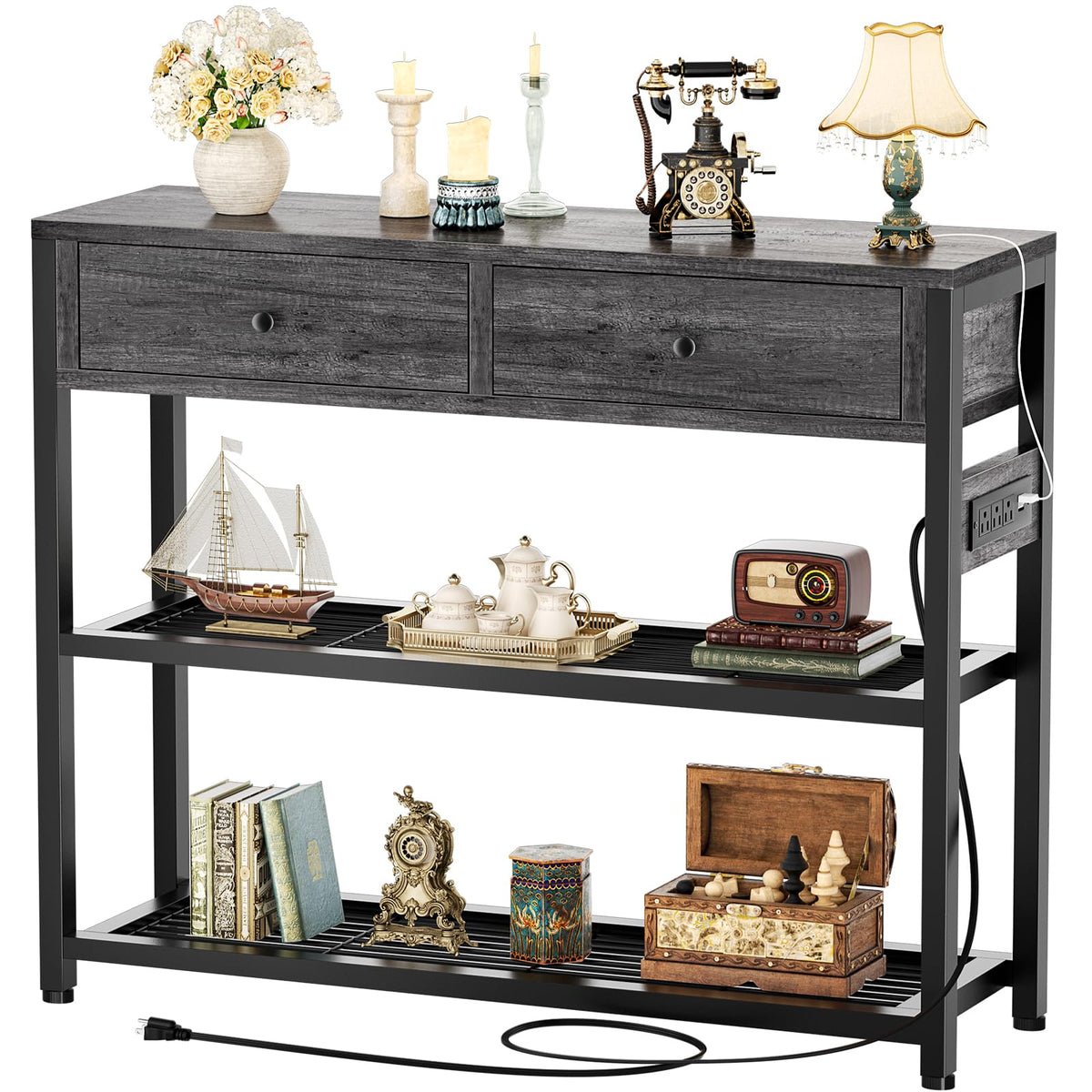 32" Entryway Table with Outlets and Drawers K83248